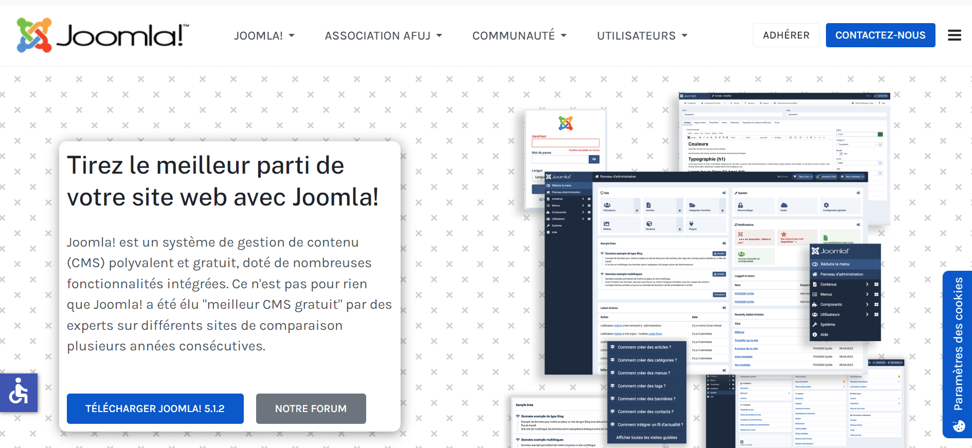 Capture d'écran du site de Joomla