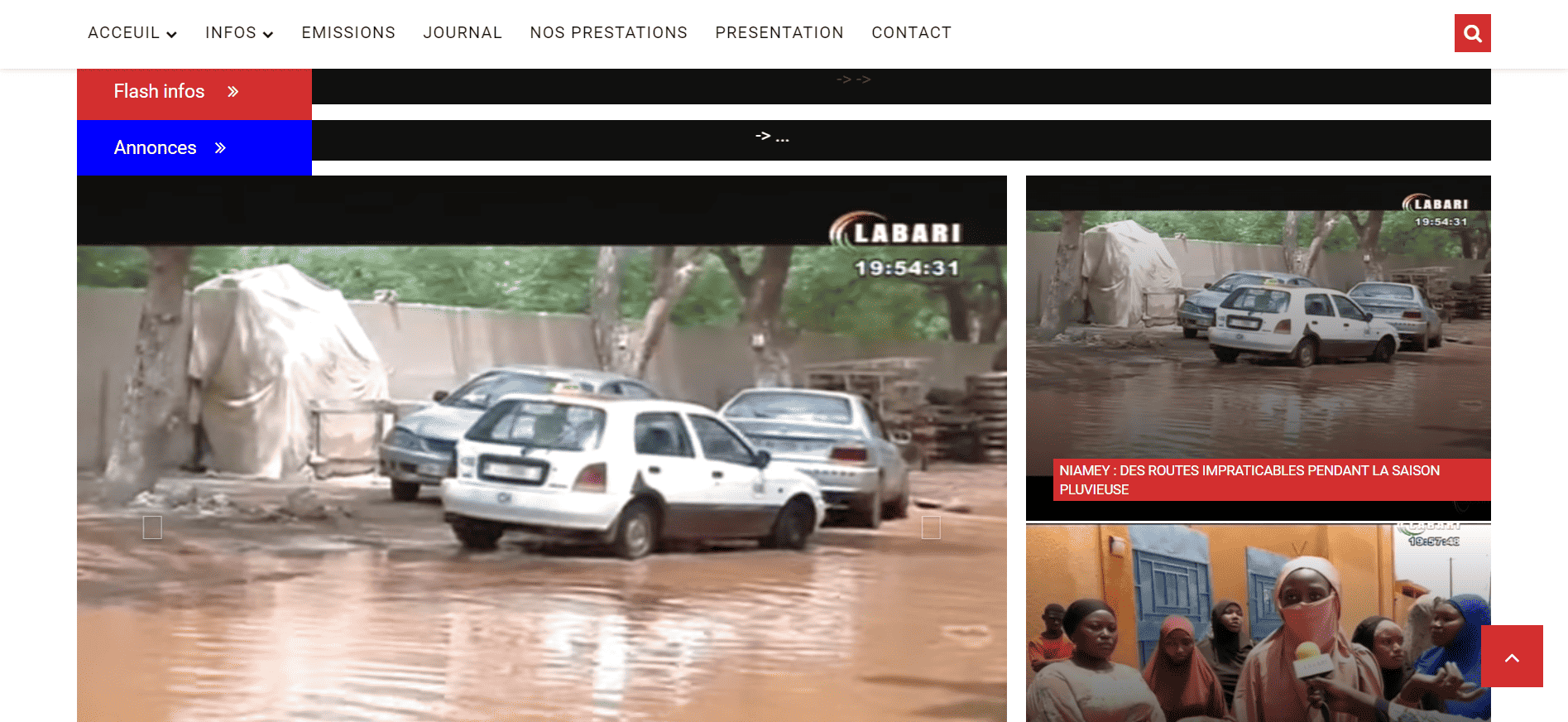 Capture d'écran du site d'actualités de Labari TV Niger