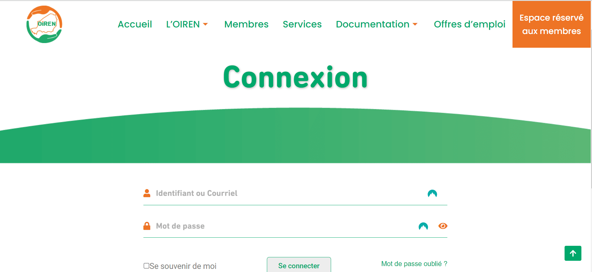 Page de connexion à un espace membre