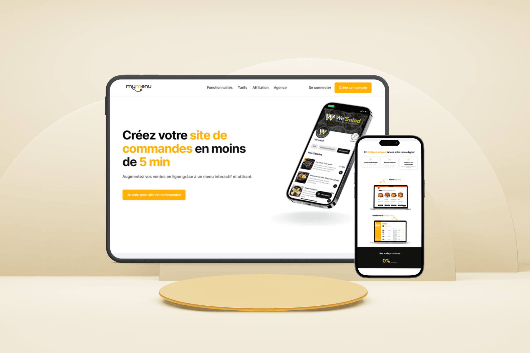 Mockup d'un site e-commerce pour la création de menus en ligne - Mymenu